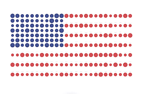 Abstract American flag made of dots